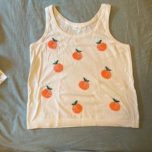 Knit orange printed tank top